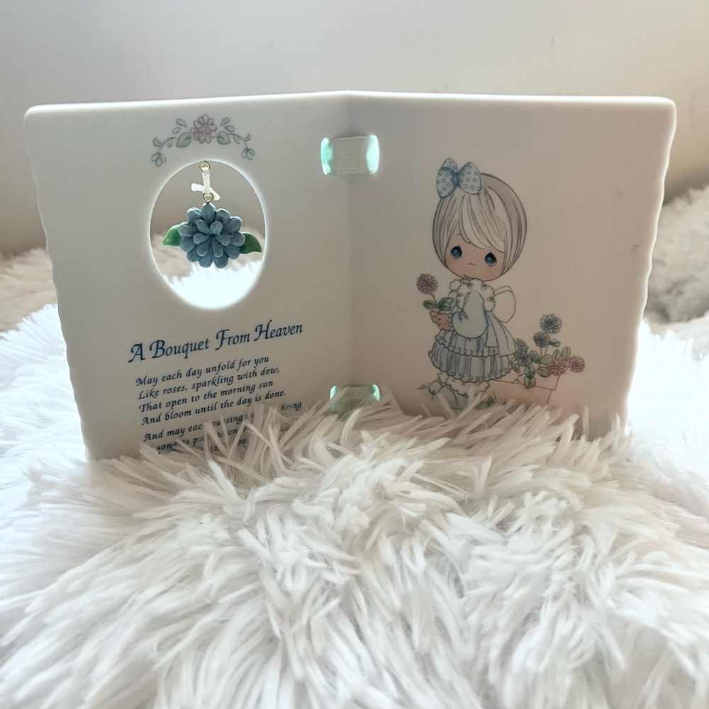 Precious Moment Decorative Plaque with Blue Flower Accent
